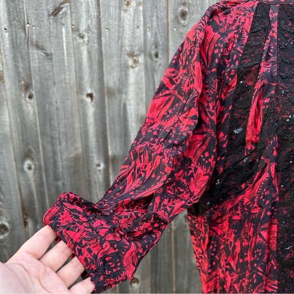 Anthropologie Bhanuni by Jyoti - Red and Black Blouse - Picture 4 of 12